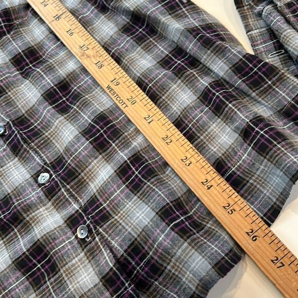 Sundance plaid blouse with ruffle neck, front size large - Picture 5 of 8